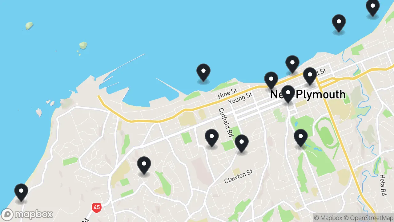 Map of local businesses in New Plymouth